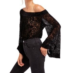 Free People Off-The-Shoulder Velvet Top Sz Sm